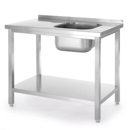 Spoeltafel met legplank, met bouten, HENDI, Kitchen Line, Spoelbak aan de rechterkant, 800x600x(H)850mm