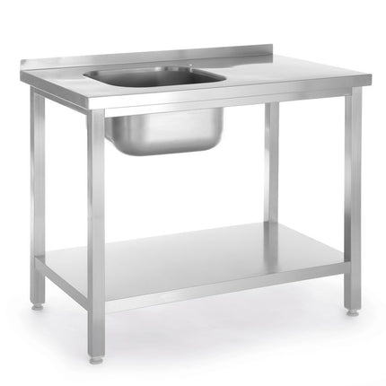 Spoeltafel met legplank, met bouten, HENDI, Kitchen Line, Spoelbak aan de linkerkant, 800x600x(H)850mm