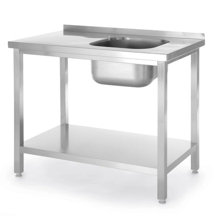 Spoeltafel met legplank, met bouten, HENDI, Kitchen Line, Spoelbak aan de linkerkant, 1000x600x(H)850mm