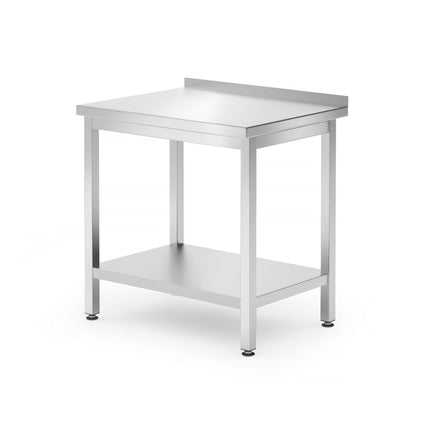 Wandtafel met plank â€“ geschroefd, diepte 600 mm, HENDI, Kitchen Line, 800x600x(H)850mm