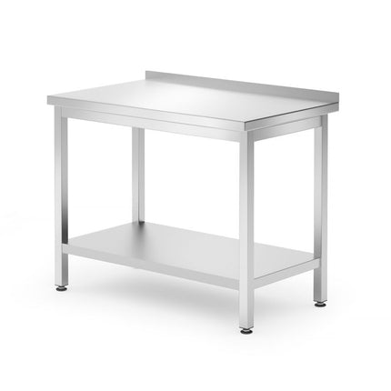Wandtafel met plank â€“ geschroefd, diepte 600 mm, HENDI, Kitchen Line, 1000x600x(H)850mm