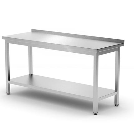 Wandtafel met plank â€“ geschroefd, diepte 600 mm, HENDI, Kitchen Line, 1200x600x(H)850mm