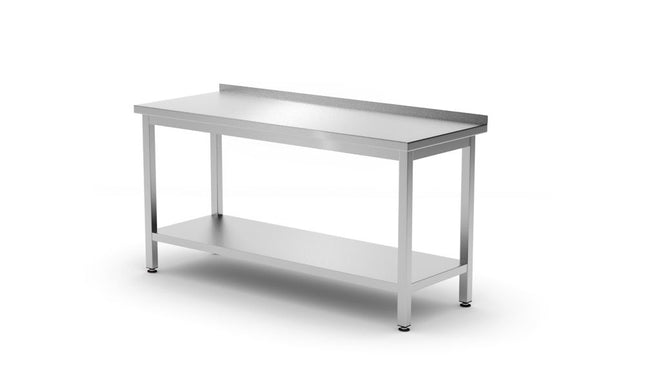 Wandtafel met plank â€“ geschroefd, diepte 600 mm, HENDI, Kitchen Line, 1200x600x(H)850mm