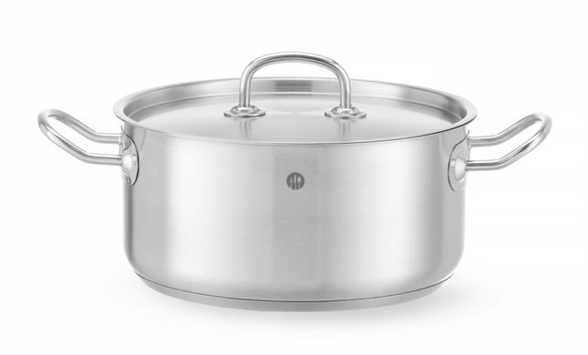 Kookpan laag - met deksel, HENDI, Kitchen Line, 4,9L, âŒ€240x(H)110mm