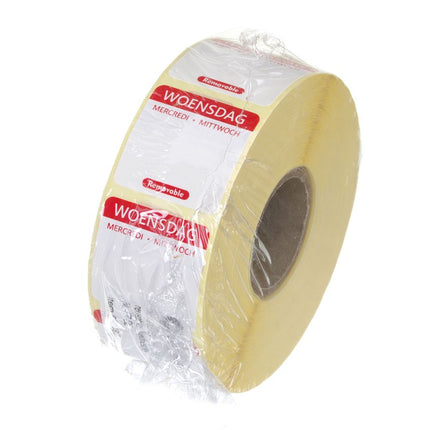 Voedselveiligheidsstickers, multifunctioneel, eenvoudig verwijderbaar , HENDI, Woensdag, Rood, 1000 st., 25x25mm