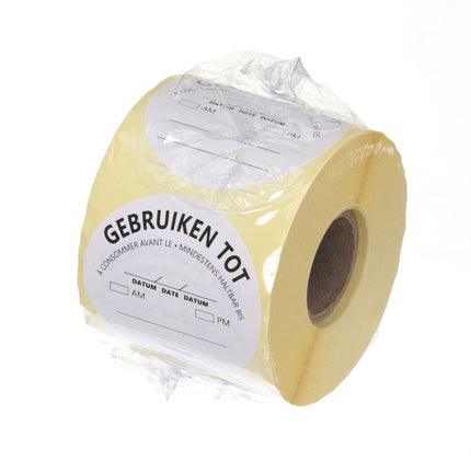 Voedselveiligheidsstickers, multifunctioneel, eenvoudig verwijderbaar, GEBRUIKEN TOT, HENDI, Wit, 500 st., 50mm