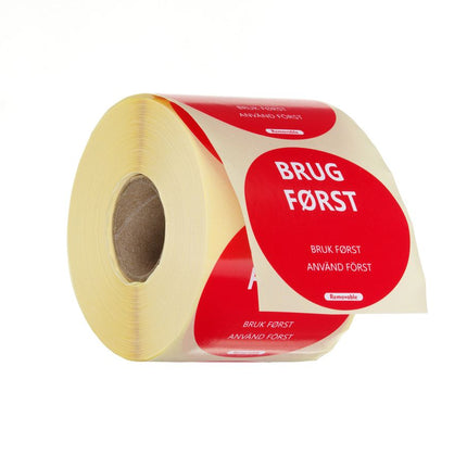 Voedselveiligheidsstickers, multifunctioneel, eenvoudig verwijderbaar, EERST GEBRUIKEN, HENDI, Rood, 500 st., 50mm