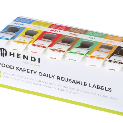 Set voedselveiligheidsstickers, multifunctioneel, eenvoudig verwijderbaar, met een dispenser, HENDI, 240x80x(H)100mm