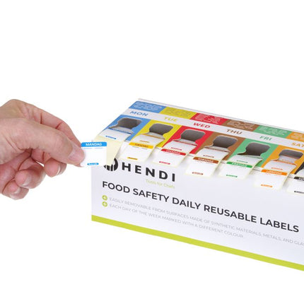 Set voedselveiligheidsstickers, multifunctioneel, eenvoudig verwijderbaar, met een dispenser, HENDI, 240x80x(H)100mm