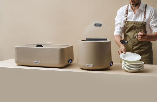 Chafing dish UNIQ, HENDI, designed by Robert Bronwasser, Beige, 220-240V/700W, 607x402x(H)245mm