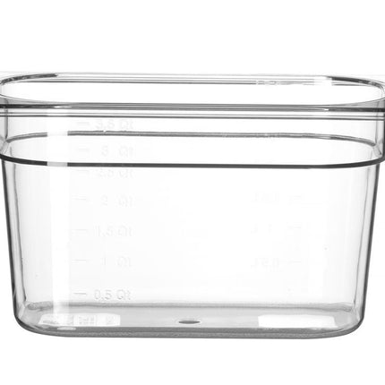 Container GN 1/4 polycarbonaat, HENDI, Profi Line, GN 1/4, 5,5L, Transparant, 265x162x(H)200mm