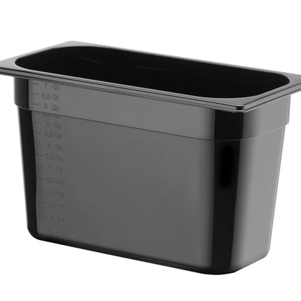 Container GN 1/3 zwart polycarbonaat, HENDI, Profi Line, GN 1/3, 7,8L, Zwart, 325x176x(H)200mm