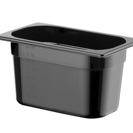 Container GN 1/4 zwart polycarbonaat, HENDI, Profi Line, GN 1/4, 4L, Zwart, 265x162x(H)150mm