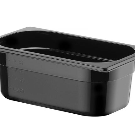 Container GN 1/4 zwart polycarbonaat, HENDI, Profi Line, GN 1/4, 2,8L, Zwart, 265x162x(H)100mm