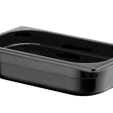 Container GN 1/4 zwart polycarbonaat, HENDI, Profi Line, GN 1/4, 1,8L, Zwart, 265x162x(H)65mm