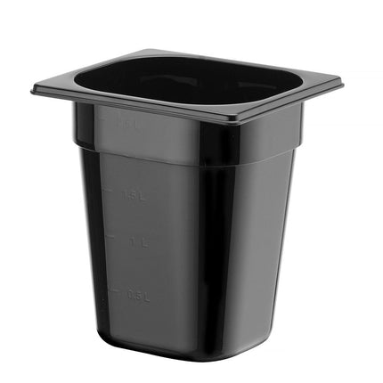 Container GN 1/6 zwart polycarbonaat, HENDI, Profi Line, GN 1/6, 3,4L, Zwart, 176x162x(H)200mm