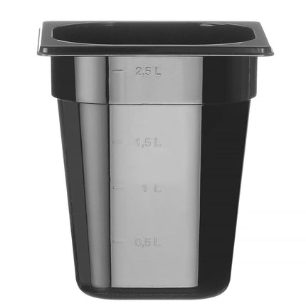 Container GN 1/6 zwart polycarbonaat, HENDI, Profi Line, GN 1/6, 3,4L, Zwart, 176x162x(H)200mm