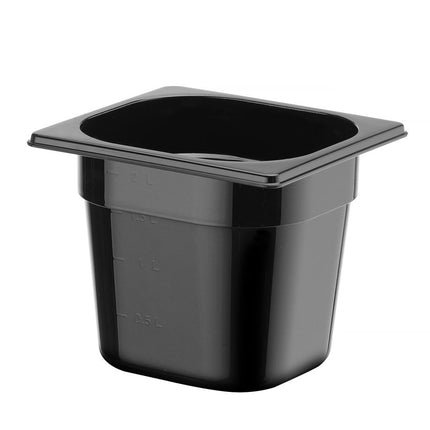 Container GN 1/6 zwart polycarbonaat, HENDI, Profi Line, GN 1/6, 2,4L, Zwart, 176x162x(H)150mm
