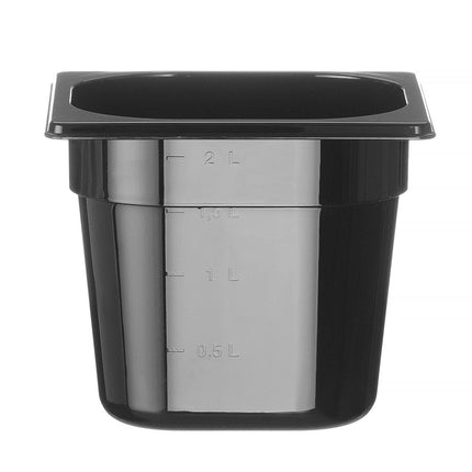 Container GN 1/6 zwart polycarbonaat, HENDI, Profi Line, GN 1/6, 2,4L, Zwart, 176x162x(H)150mm