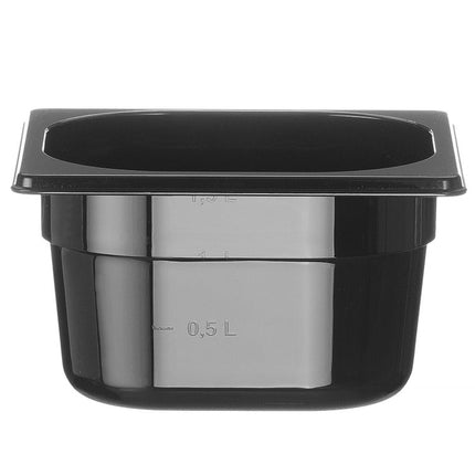 Container GN 1/6 zwart polycarbonaat, HENDI, Profi Line, GN 1/6, 1,6L, Zwart, 176x162x(H)100mm