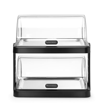 Koeldisplay met rolltop UNIQ, HENDI, designed by Robert Bronwasser, Dubbel, Zwart, 480x355x(H)480mm, Rechthoekig