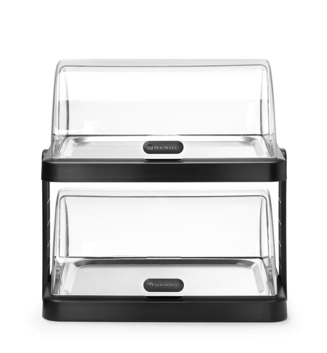 Koeldisplay met rolltop UNIQ, HENDI, designed by Robert Bronwasser, Dubbel, Zwart, 480x355x(H)480mm, Rechthoekig
