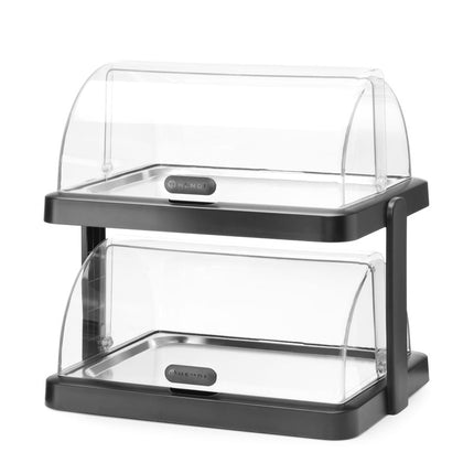 Koeldisplay met rolltop UNIQ, HENDI, designed by Robert Bronwasser, Dubbel, Zwart, 480x355x(H)480mm, Rechthoekig