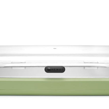 Koeldisplay UNIQ, HENDI, designed by Robert Bronwasser, GN 1/1, Groen, 593x389x(H)147mm, Rechthoekig