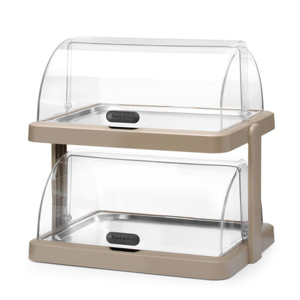 Koeldisplay met rolltop UNIQ, HENDI, designed by Robert Bronwasser, Dubbel, Beige, 480x355x(H)480mm, Rechthoekig