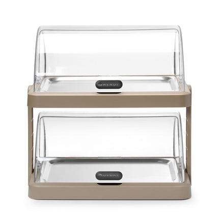 Koeldisplay met rolltop UNIQ, HENDI, designed by Robert Bronwasser, Dubbel, Beige, 480x355x(H)480mm, Rechthoekig
