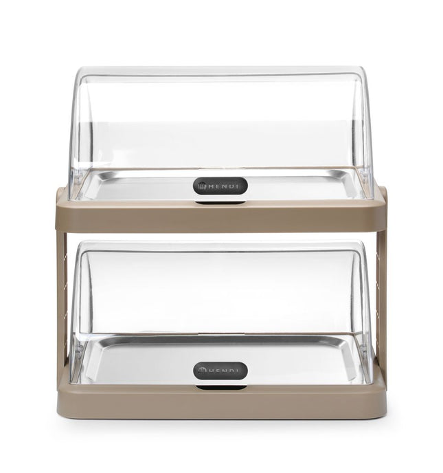 Koeldisplay met rolltop UNIQ, HENDI, designed by Robert Bronwasser, Dubbel, Beige, 480x355x(H)480mm, Rechthoekig