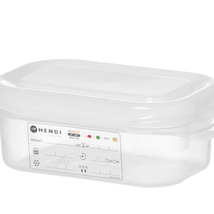 GN 1/9 container, polypropyleen, HENDI, GN 1/9, 0,6L, Transparant, 176x108x(H)65mm