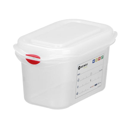 GN 1/9 container, polypropyleen, HENDI, GN 1/9, 1L, Transparant, 176x108x(H)100mm