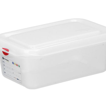 Container GN 1/4 polypropyleen, HENDI, GN 1/4, 2,8L, Transparant, 265x162x(H)100mm