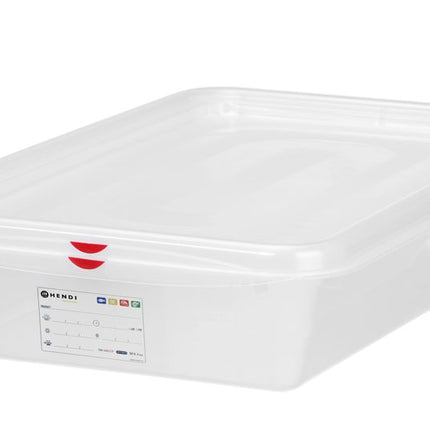 GN 2/3 container, polypropyleen, HENDI, GN 2/3, 9L, Transparant, 354x325x(H)100mm