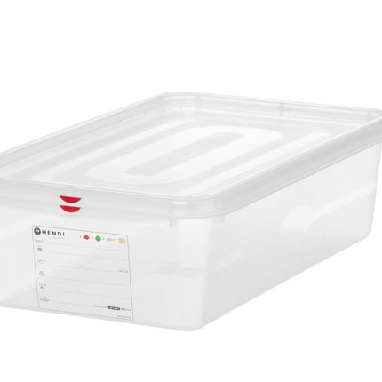 GN 1/1 container, polypropyleen, HENDI, GN 1/1, 21L, Transparant, 530x325x(H)150mm
