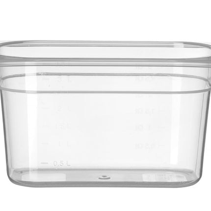 Container GN 1/4 polypropyleen, HENDI, Profi Line, GN 1/4, 4L, Transparant, 265x162x(H)150mm