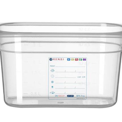 Container GN 1/4, HENDI, GN 1/4, 4L, Transparant, 265x162x(H)150mm