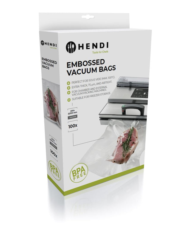 VacuÃ¼mverpakkingszakken met reliÃ«f, HENDI, 100 st., 200x300mm