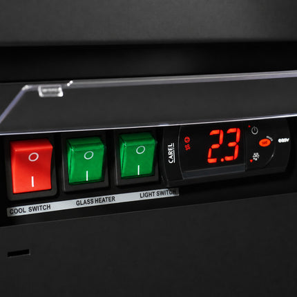 KOELKAST 1 GLASDEUR ZWART JDE-600R BL